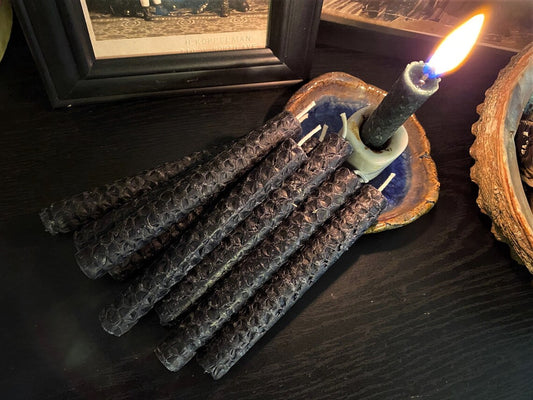 BLACK BEESWAX Chime Taper Candles