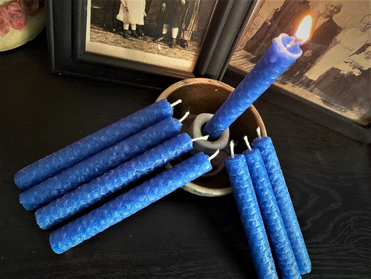 BLUE BEESWAX Chime Taper Candles