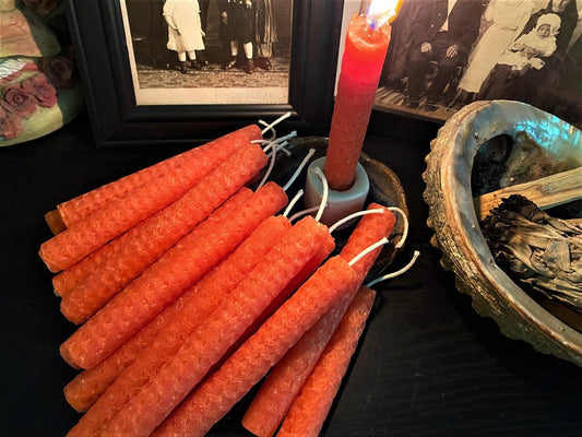 ORANGE BEESWAX Chime Taper Candles