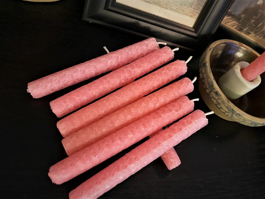 PINK BEESWAX Chime Taper Candles