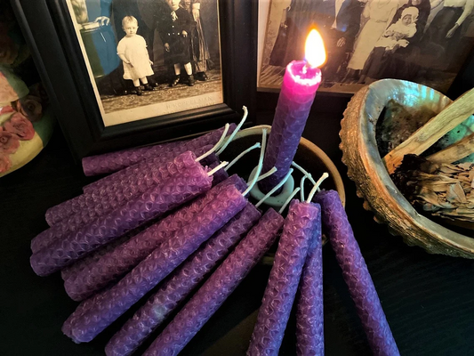 PURPLE BEESWAX Chime Taper Candles