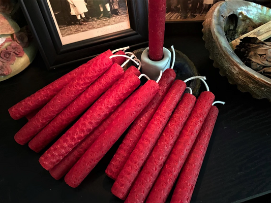 RED BEESWAX Chime Taper Candles