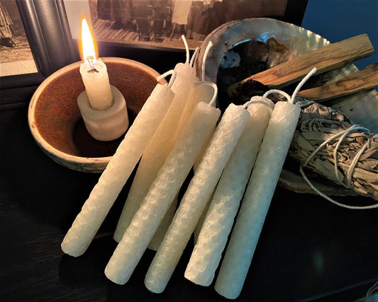 WHITE BEESWAX Chime Taper Candles