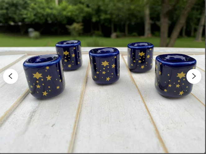 BLUE WITH GOLD STARS Chime Candle Holder